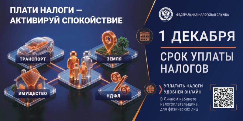 Cрок уплаты имущественных налогов физическими лицами за 2025 год установлен не позднее 1 декабря 2026 года